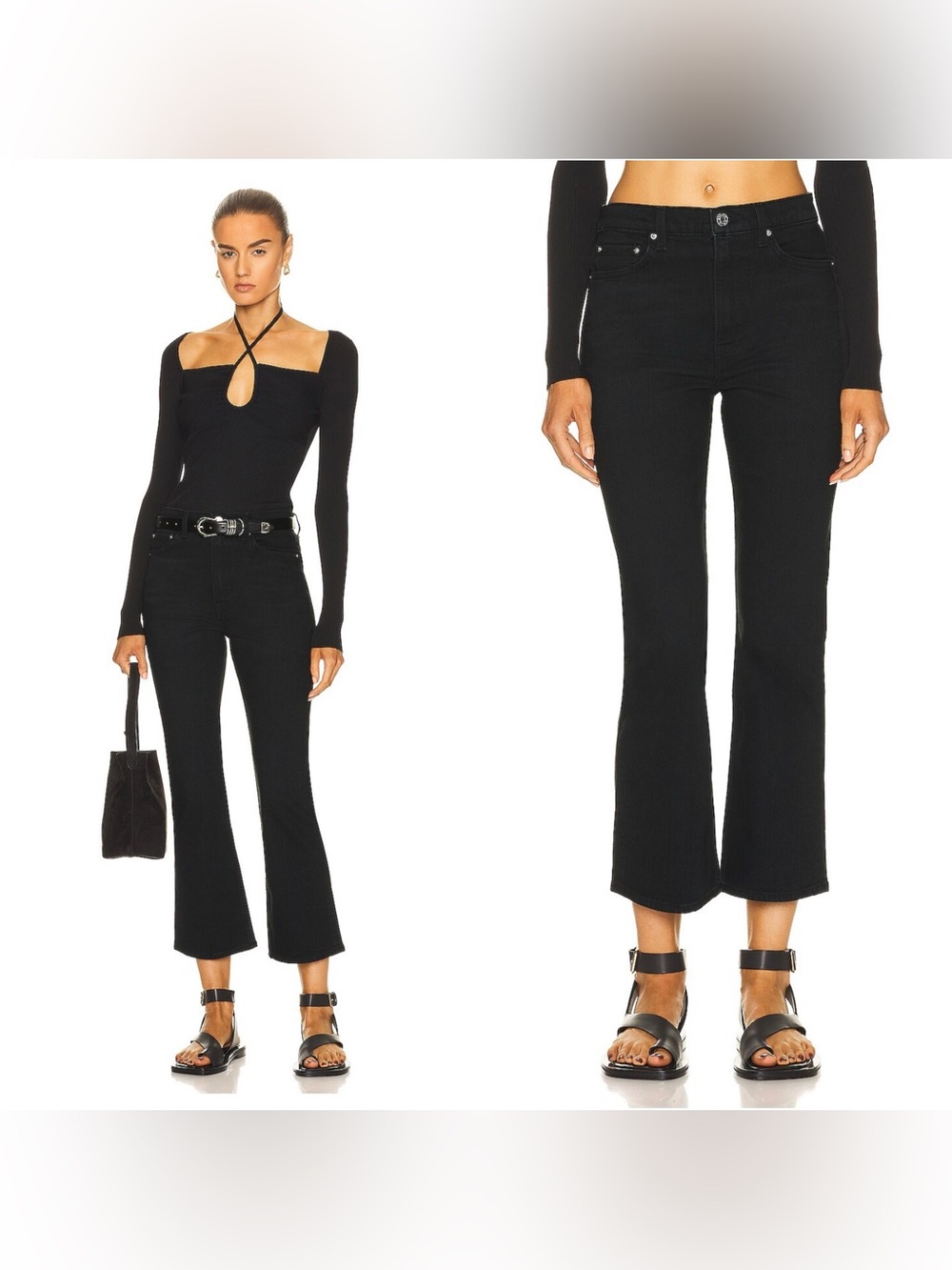 NWT GRLFRND Erin High Rise Flare in “Cannery” black